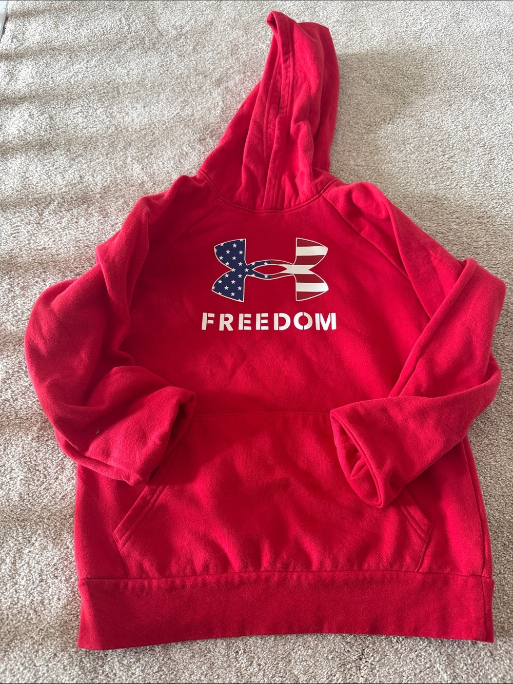 Under Armour Red Hoodie with American Flag Logo